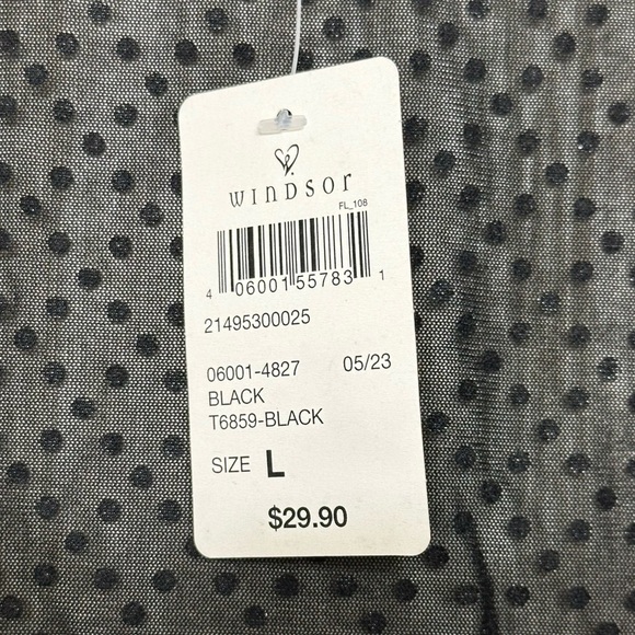 NWT Women’s Windsor Sparkle Bling Sleeveless Black Mesh Pearl Concert Top Large - Picture 4 of 6